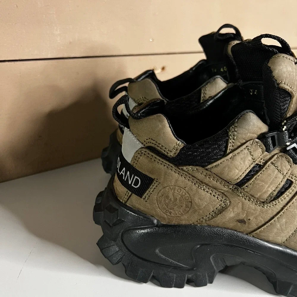 Woodland U-TREK Urban Trekking Boots Khaki Black Leather Chunky Hiking Shoes 40‎